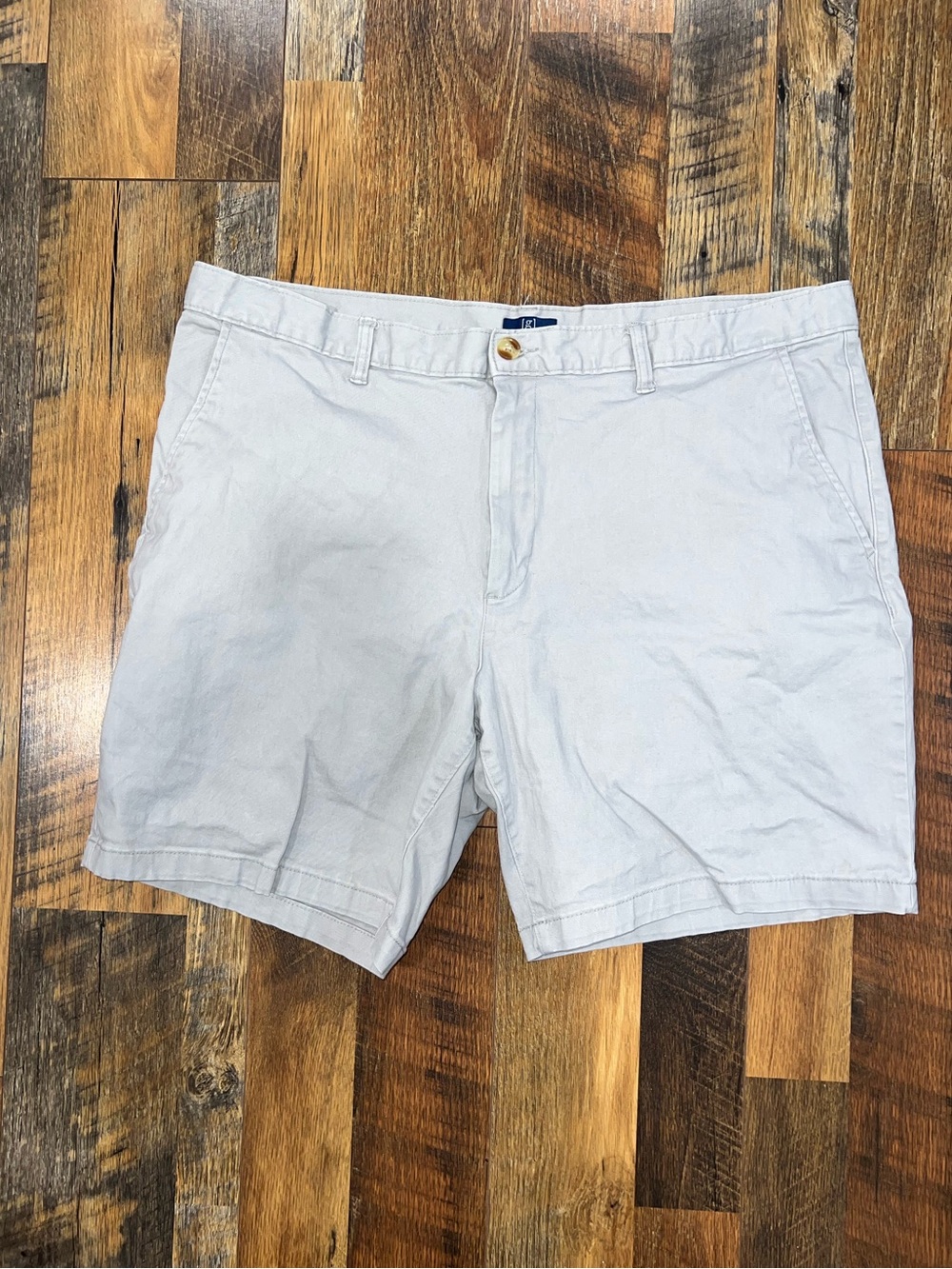 George Light Gray Flat-Front Cotton Chino Shorts